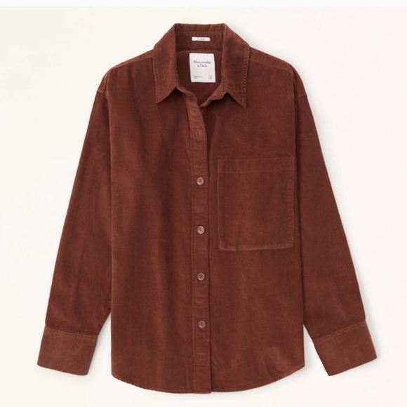 Abercrombie & Fitch Oversized Corduroy Button-up Brown, Large - Picture 1 of 6